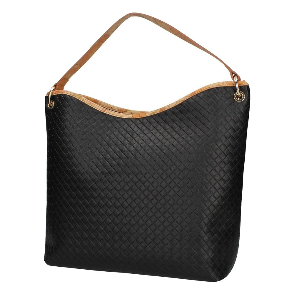 Borsa Donna a Spalla 1A Classe Alviero Martini linea Beverly Effetto Intrecciato Nero GQ62