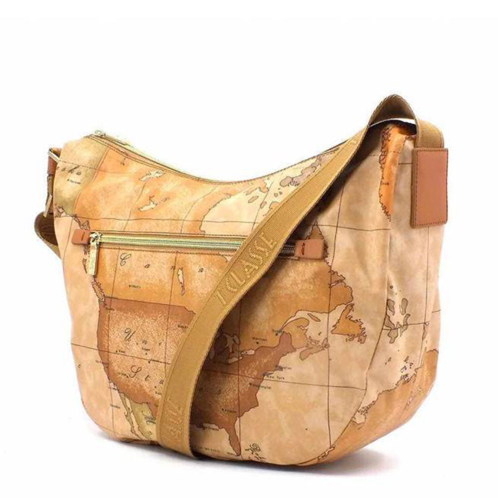 Große Damen-Umhängetasche 1A Classe Alviero Martini Selene Soft Geo Classic-Linie und Braun GU68