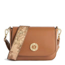 Damen-Umhängetasche mit Klappe 1A Classe Alviero Martini Geo Summer Dream-Linie aus walnussfarbenem Leder GV44