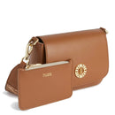 Damen-Umhängetasche mit Klappe 1A Classe Alviero Martini Geo Summer Dream-Linie aus walnussfarbenem Leder GV44