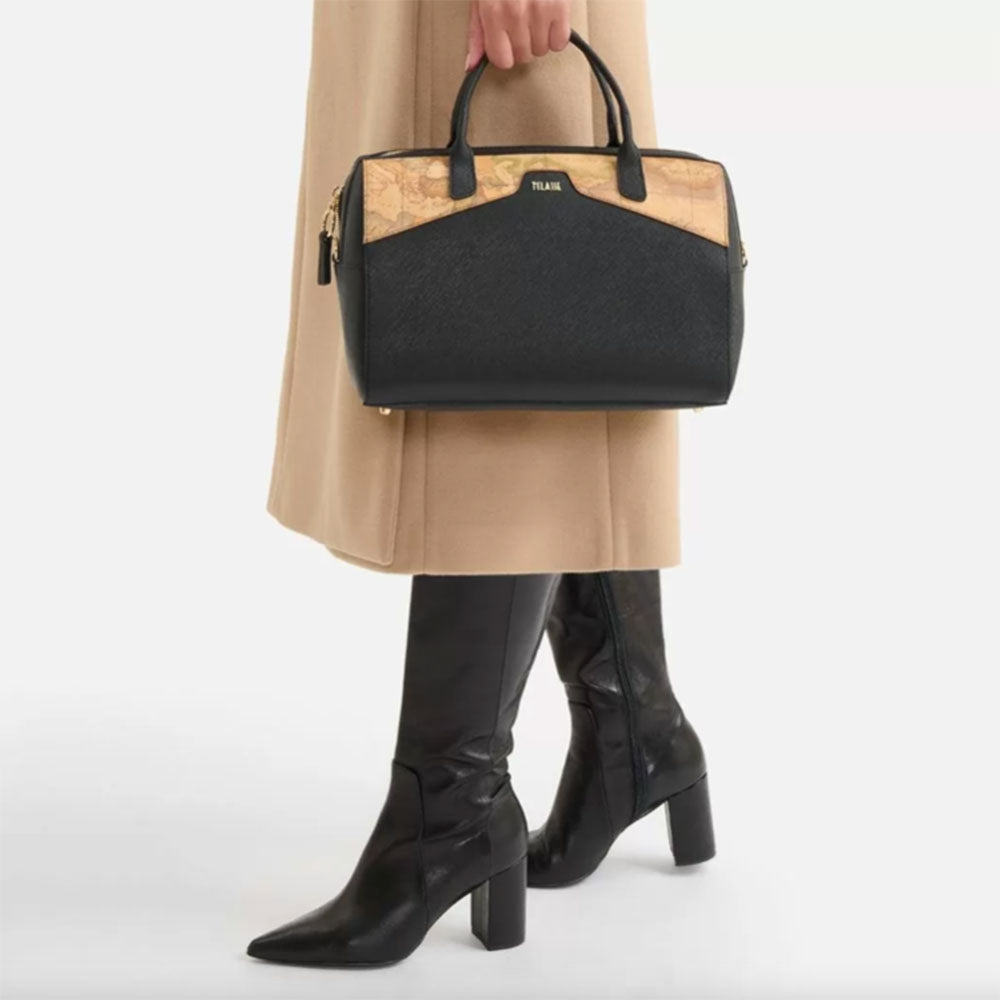 Alviero Martini Damen-Topcase-Tasche 1A Classe Glam City-Linie Schwarz GV71