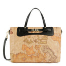 Damenhandtasche 1A Classe Alviero Martini Soft Generation-Linie mit Geo Classic-Print und Schwarz GV75