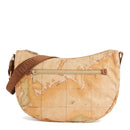 Mittlere Mezzaluna-Damentasche 1A Classe Alviero Martini Soft Generation-Linie mit Geo Classic- und Kastanien-Print GV78