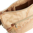 Mittlere Mezzaluna-Damentasche 1A Classe Alviero Martini Soft Generation-Linie mit Geo Classic- und Kastanien-Print GV78