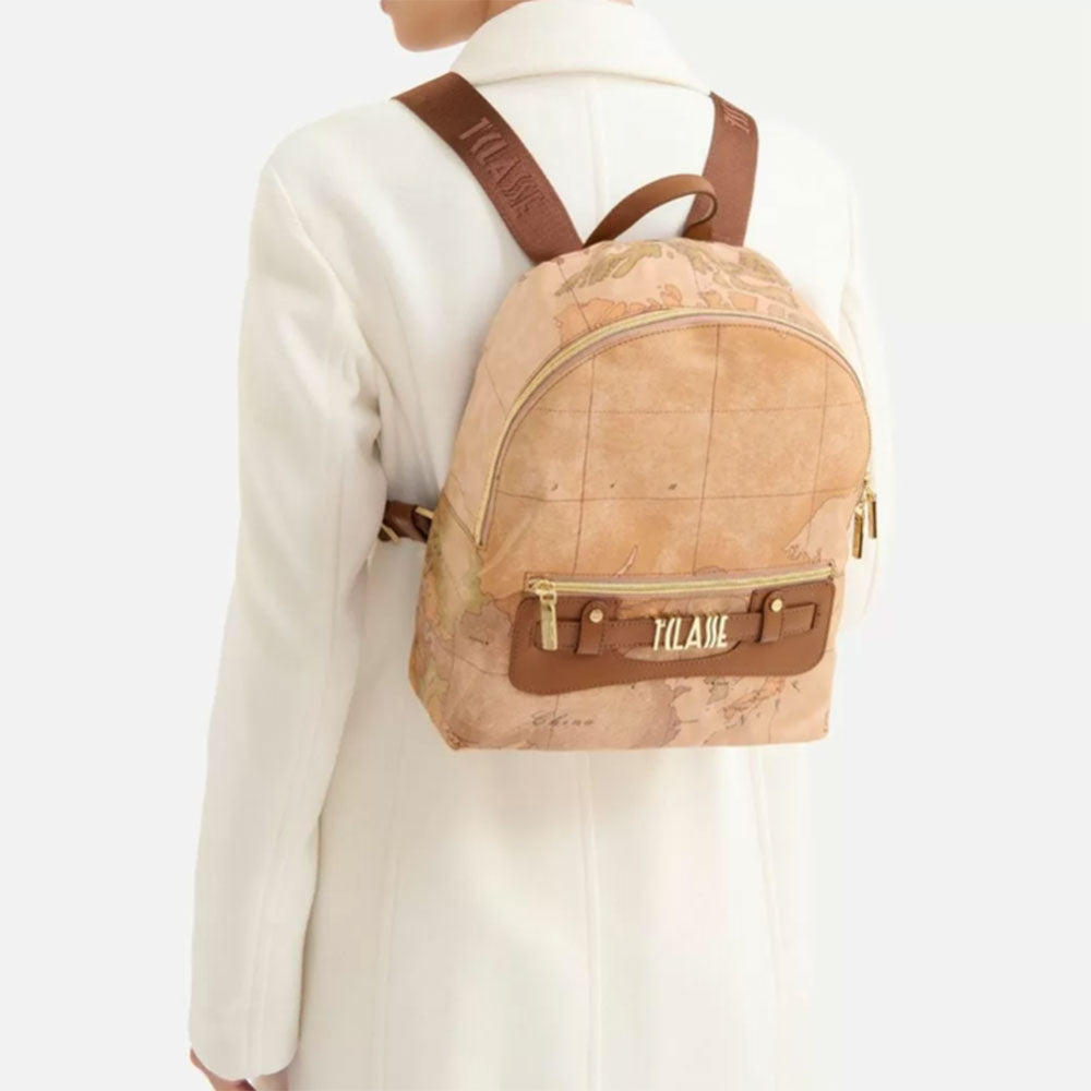 Alviero Martini 1A Classe Damenrucksack Soft Generation-Linie mit Geo Classic und Chestnut GV80-Aufdruck