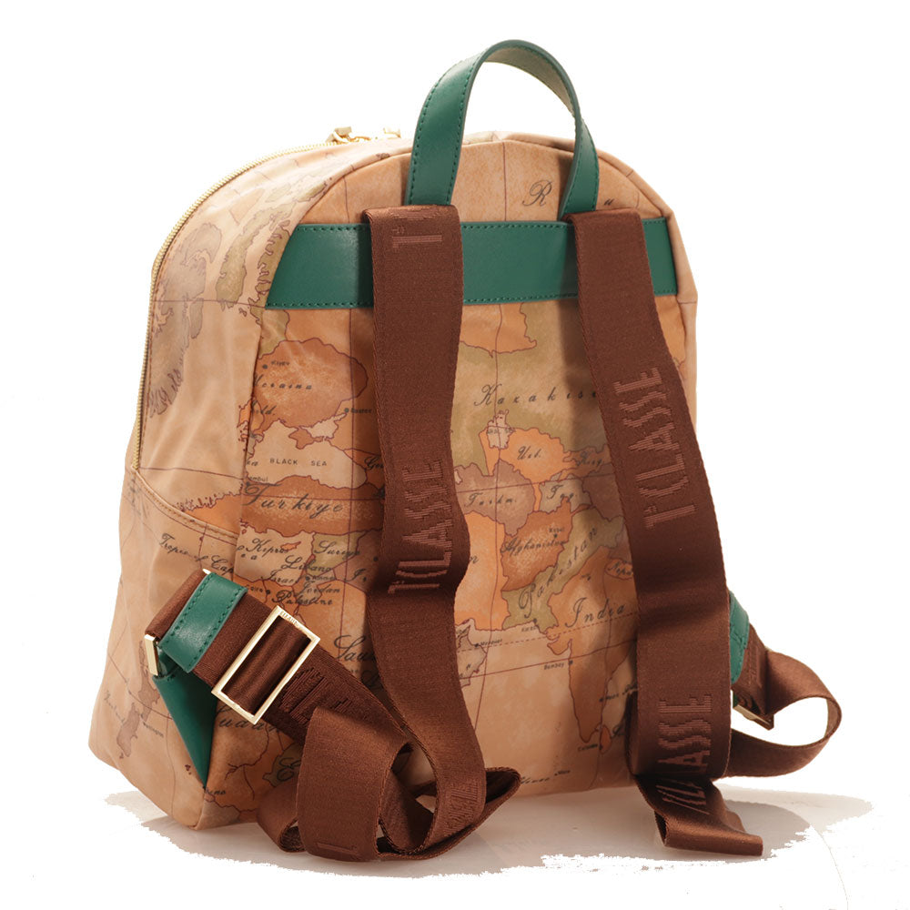 Alviero Martini 1A Classe Damenrucksack Soft Generation-Linie mit Geo Classic und grünem Aufdruck GV80