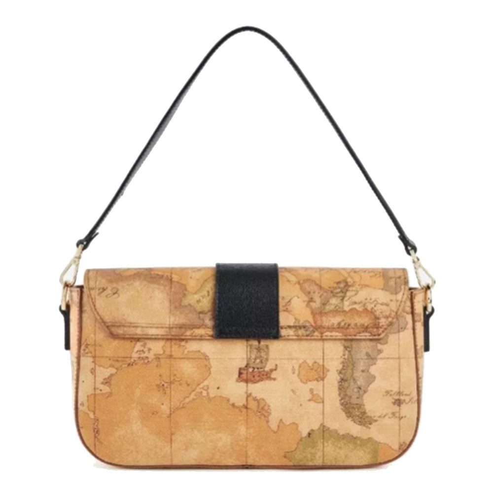 Baguette-Damentasche mit Schultergurt 1A Classe Alviero Martini Idol Bag-Linie mit Geo Classic-Print und Schwarz GZ07