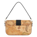 Baguette-Damentasche mit Schultergurt 1A Classe Alviero Martini Idol Bag-Linie mit Geo Classic-Print und Schwarz GZ07