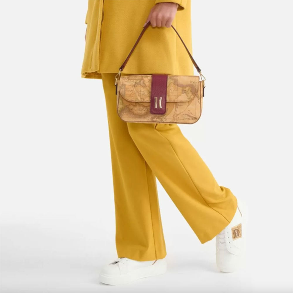 Baguette-Damentasche mit Schultergurt 1A Classe Alviero Martini Idol Bag-Linie mit Geo Classic- und Cabernet-Aufdruck GZ07