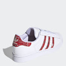 Scarpe Donna ADIDAS Sneakers linea Superstar W in Pelle Bianco e Rosso stampa Bandana