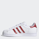 Scarpe Donna ADIDAS Sneakers linea Superstar W in Pelle Bianco e Rosso stampa Bandana