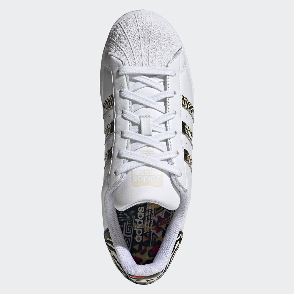 Scarpe Donna ADIDAS Sneakers linea Superstar W in Pelle colore Bianco e Zebrato