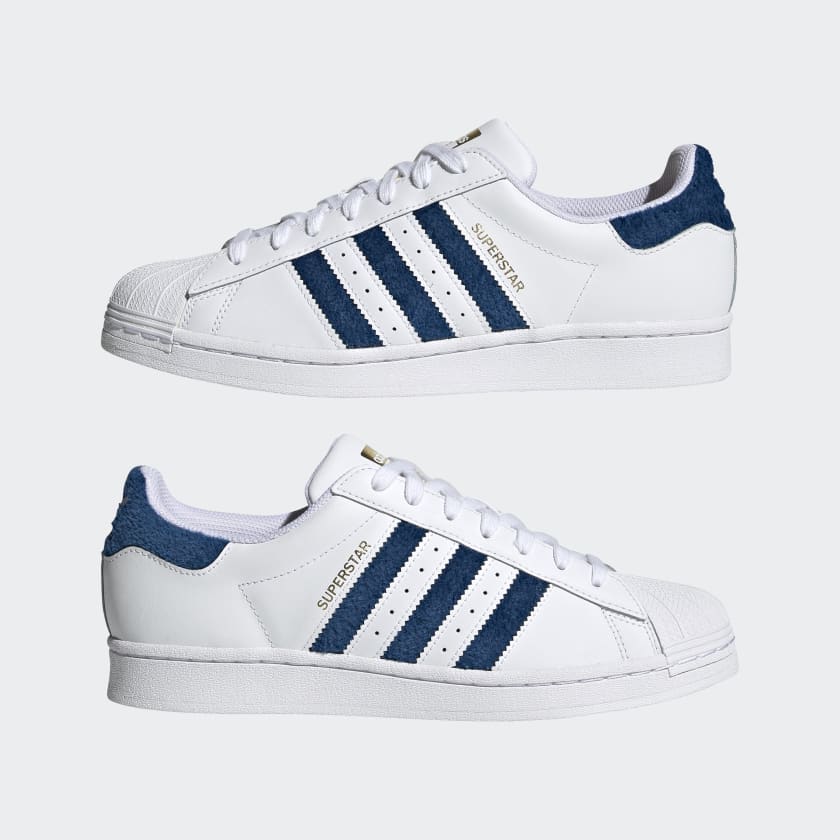 ADIDAS Schuhe Herren-Sneaker der Superstar-Linie aus weißem und blauem Leder