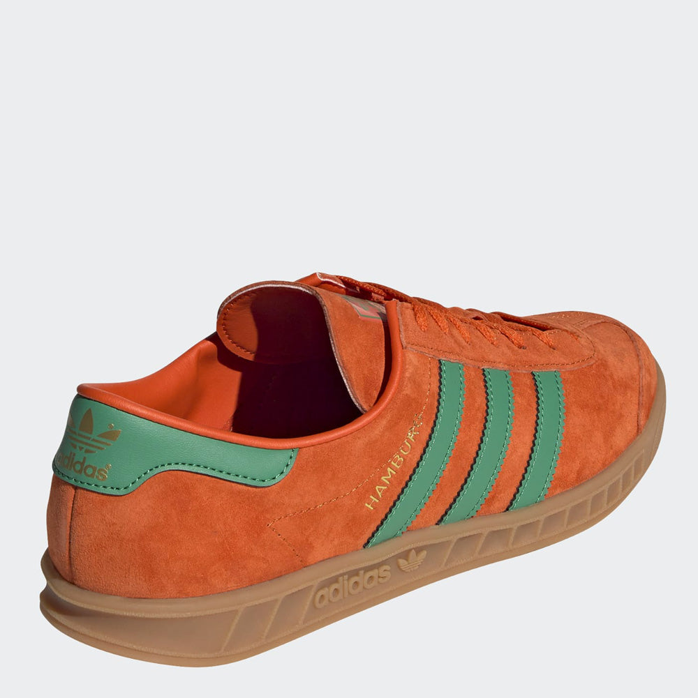 Scarpe Uomo ADIDAS Sneakers linea Hamburg in Pelle Arancione e Verde