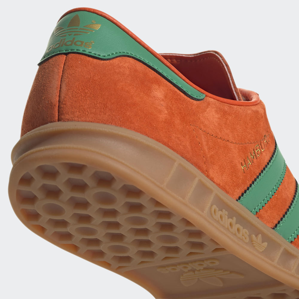 Scarpe Uomo ADIDAS Sneakers linea Hamburg in Pelle Arancione e Verde