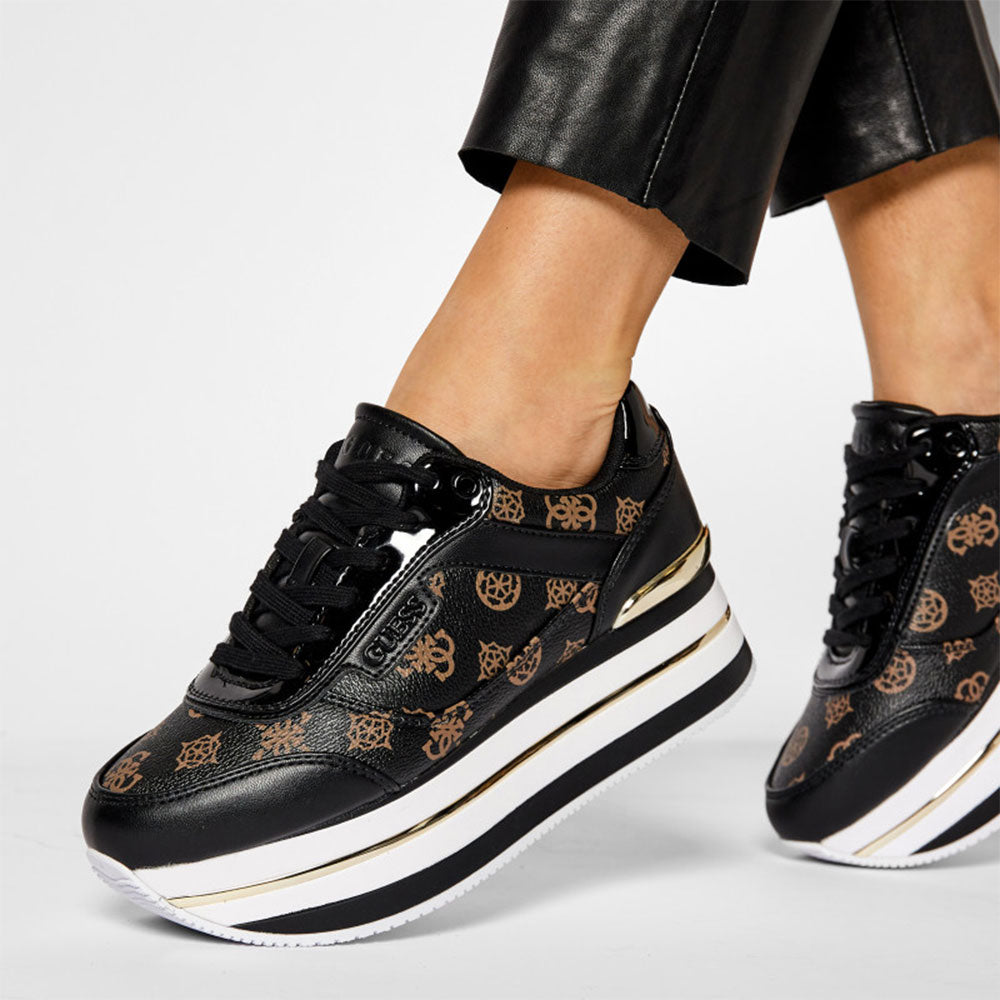 Scarpe Donna GUESS Sneakers Black Brass Linea Hansin a sconto