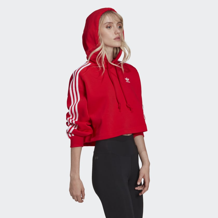 ADIDAS Hoodie Adicolor Classic Crop Linienfarbe Vivid Red