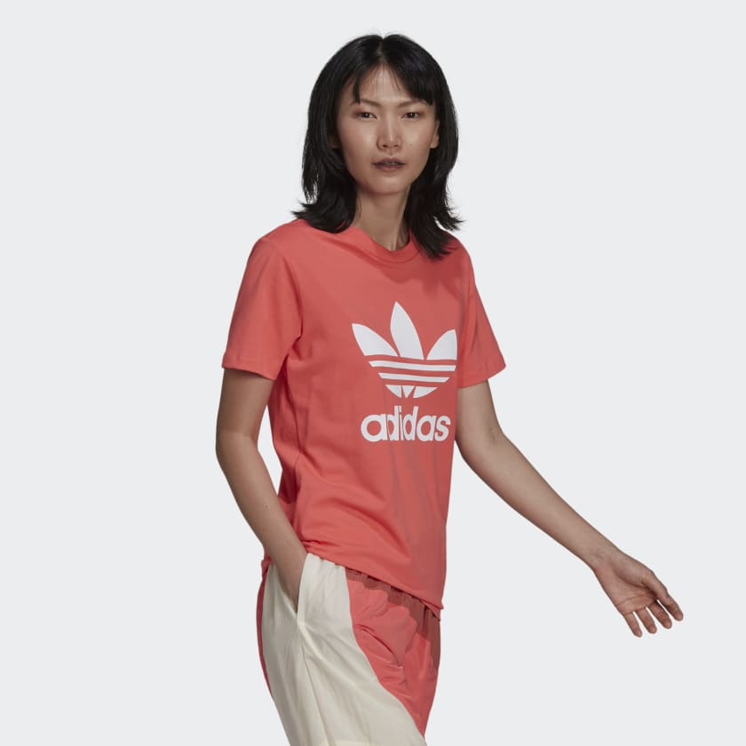 ADIDAS Damen T-Shirt Adicolor Classics Trefoil Linie Farbe Semi Turbo