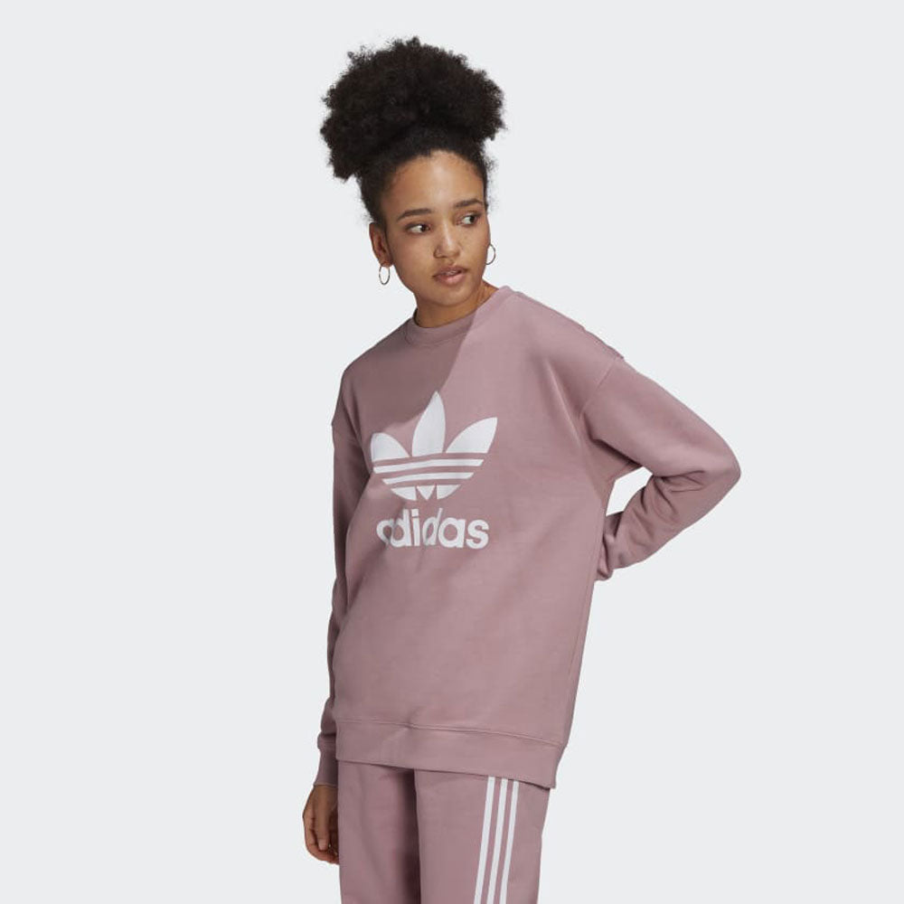 Felpa Donna ADIDAS linea Adicolor Trefoil Crew color Magic Mauve