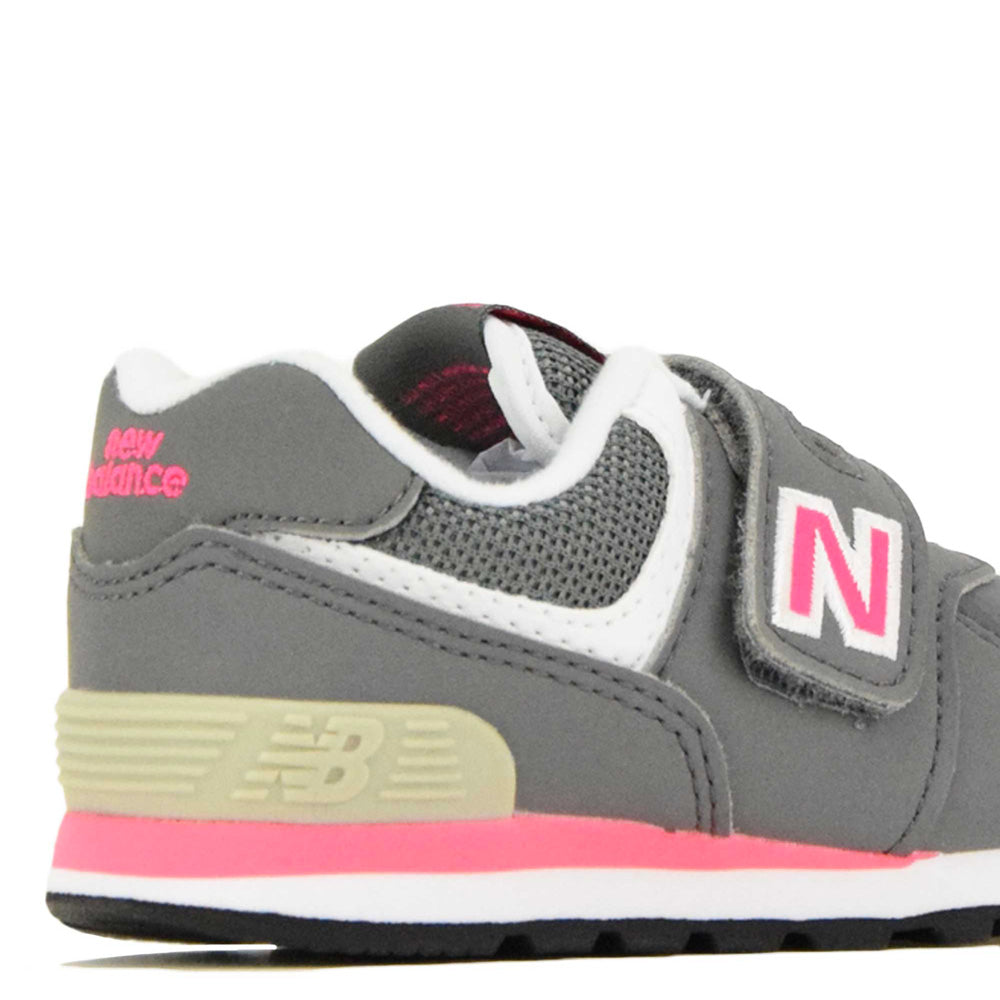Scarpe Bambina NEW BALANCE Sneakers 574 in Tessuto Sintetico e Mesh colore Grey e Pink