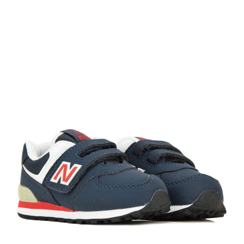 Scarpe Bambina NEW BALANCE Sneakers 574 in Tessuto Sintetico e Mesh colore Navy e Red