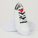Women's White Leather Sneakers LOVE MOSCHINO with Black Details