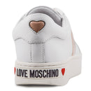 Sneakers Donna Love Moschino in Pelle Bianca con Cuore Rosa Cipria