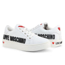 Scarpe Donna LOVE MOSCHINO Sneakers in Pelle Bianca con Logo Lettering