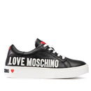 Scarpe Donna LOVE MOSCHINO Sneakers in Pelle Nera con Logo Lettering