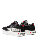 Scarpe Donna LOVE MOSCHINO Sneakers in Pelle Nera con Logo Lettering