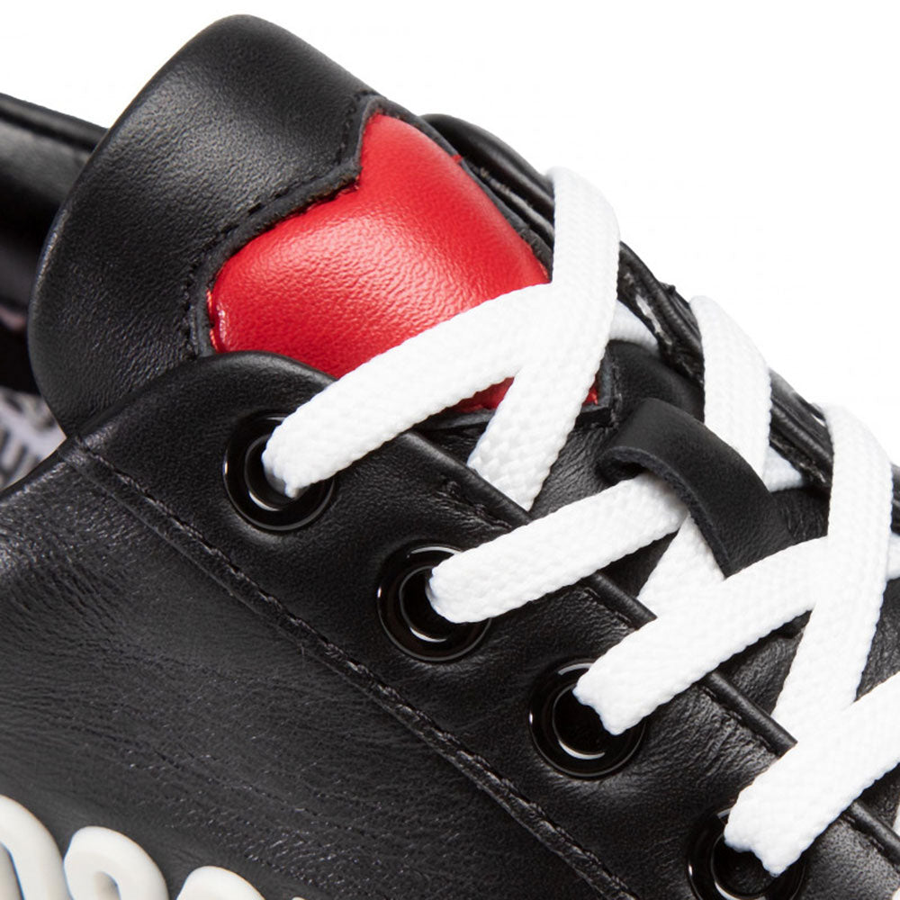 Scarpe Donna LOVE MOSCHINO Sneakers in Pelle Nera con Logo Lettering