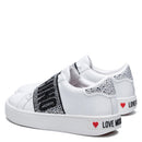 Scarpe Donna LOVE MOSCHINO Sneakers in Pelle Bianca linea Crystal Band