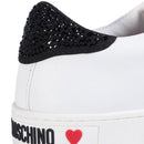 Scarpe Donna LOVE MOSCHINO Sneakers in Pelle Bianca con Fascia Logata con Strass