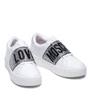 Scarpe Donna LOVE MOSCHINO Sneakers in Pelle Bianca linea Crystal Band
