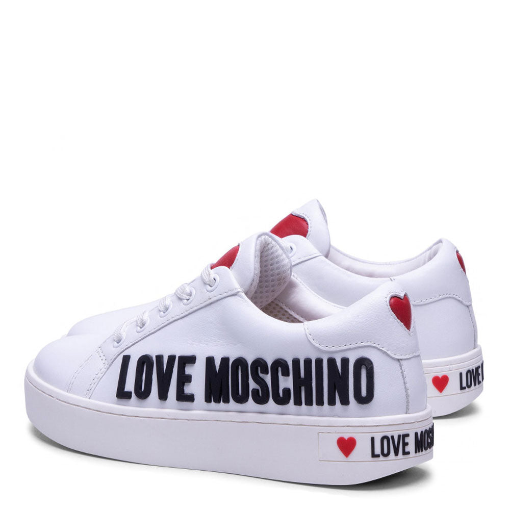 Scarpe Donna LOVE MOSCHINO Sneakers in Pelle Bianca linea Rubber Logo
