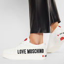 Scarpe Donna LOVE MOSCHINO Sneakers in Pelle Bianca linea Rubber Logo