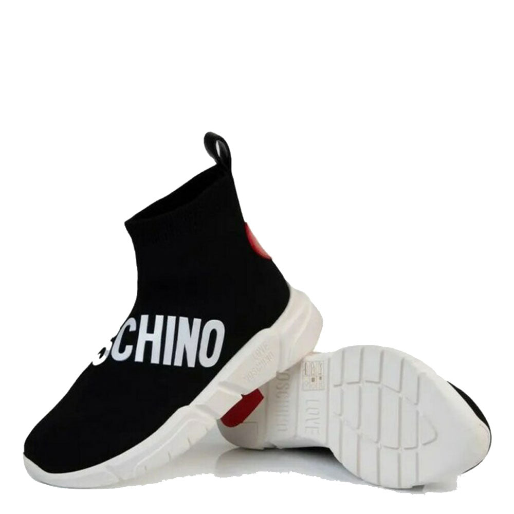Scarpe Donna LOVE MOSCHINO Sneakers Running a Calzino Nero con Logo in Contrasto