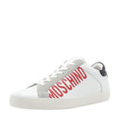 Damenschuhe LOVE MOSCHINO Weiße Ledersneaker mit rotem Logo