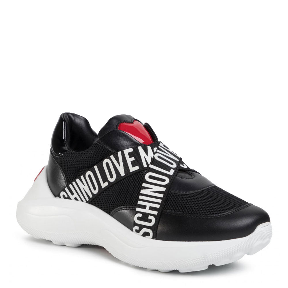 Scarpe Donna LOVE MOSCHINO Sneakers in Rete e Vernice Nero