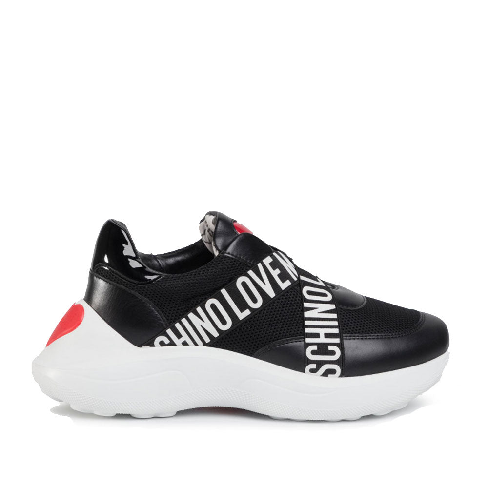 Scarpe Donna LOVE MOSCHINO Sneakers in Rete e Vernice Nero