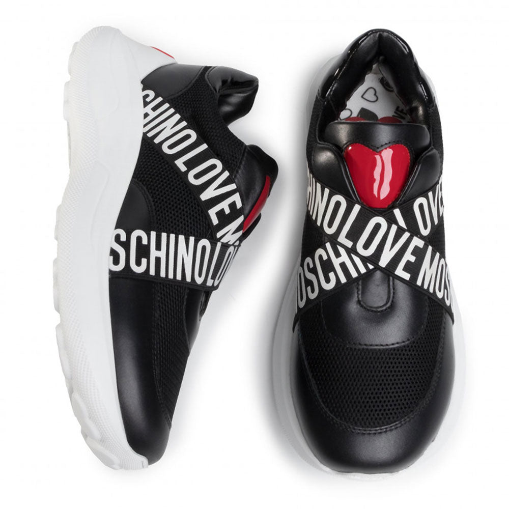 Scarpe Donna LOVE MOSCHINO Sneakers in Rete e Vernice Nero