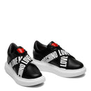 Damenschuhe LOVE MOSCHINO Schwarze Ledersneaker mit Gummizug mit Logo