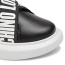 Damenschuhe LOVE MOSCHINO Schwarze Ledersneaker mit Gummizug mit Logo