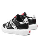 Damenschuhe LOVE MOSCHINO Leder-Sneaker mit Logo-Gummizug in Schwarz und Weiß JA15264