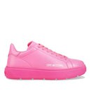 Damenschuhe LOVE MOSCHINO Bold Love-Linie-Sneaker aus Fluo Fuxia-Leder