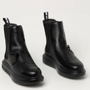 Scarpe Donna LOVE MOSCHINO Stivaletti in Pelle Nera linea Street Love con Paillettes