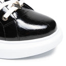 Damenschuhe LOVE MOSCHINO Schwarze Ledersneaker mit Kroko-Print