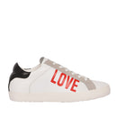 Damenschuhe LOVE MOSCHINO Weiße Ledersneaker mit rotem Logo