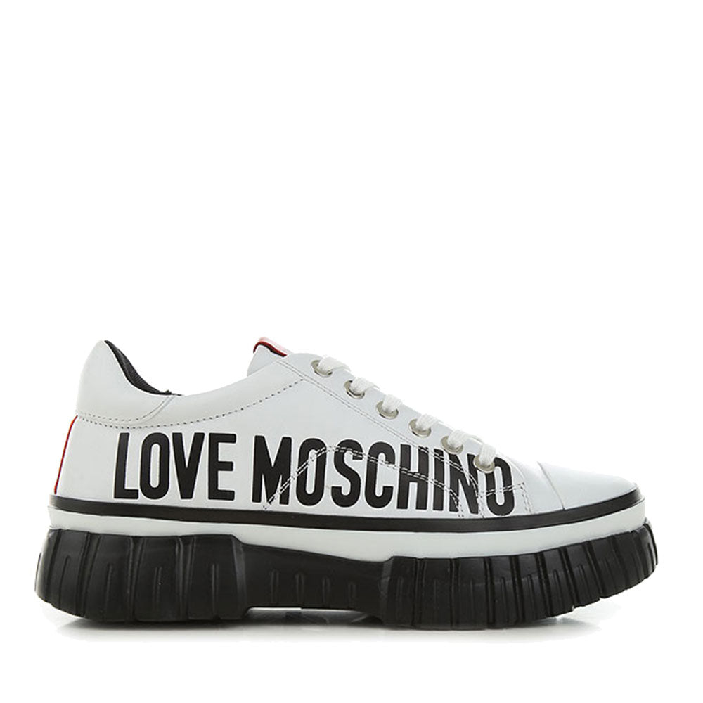 Scarpe Donna LOVE MOSCHINO Sneakers in Pelle Bianca con Maxi Logo