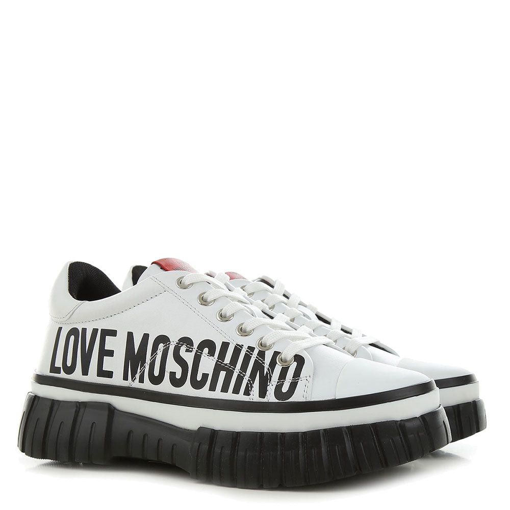 Scarpe Donna LOVE MOSCHINO Sneakers in Pelle Bianca con Maxi Logo